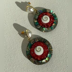 Abalone shell and Shiva eye earrings